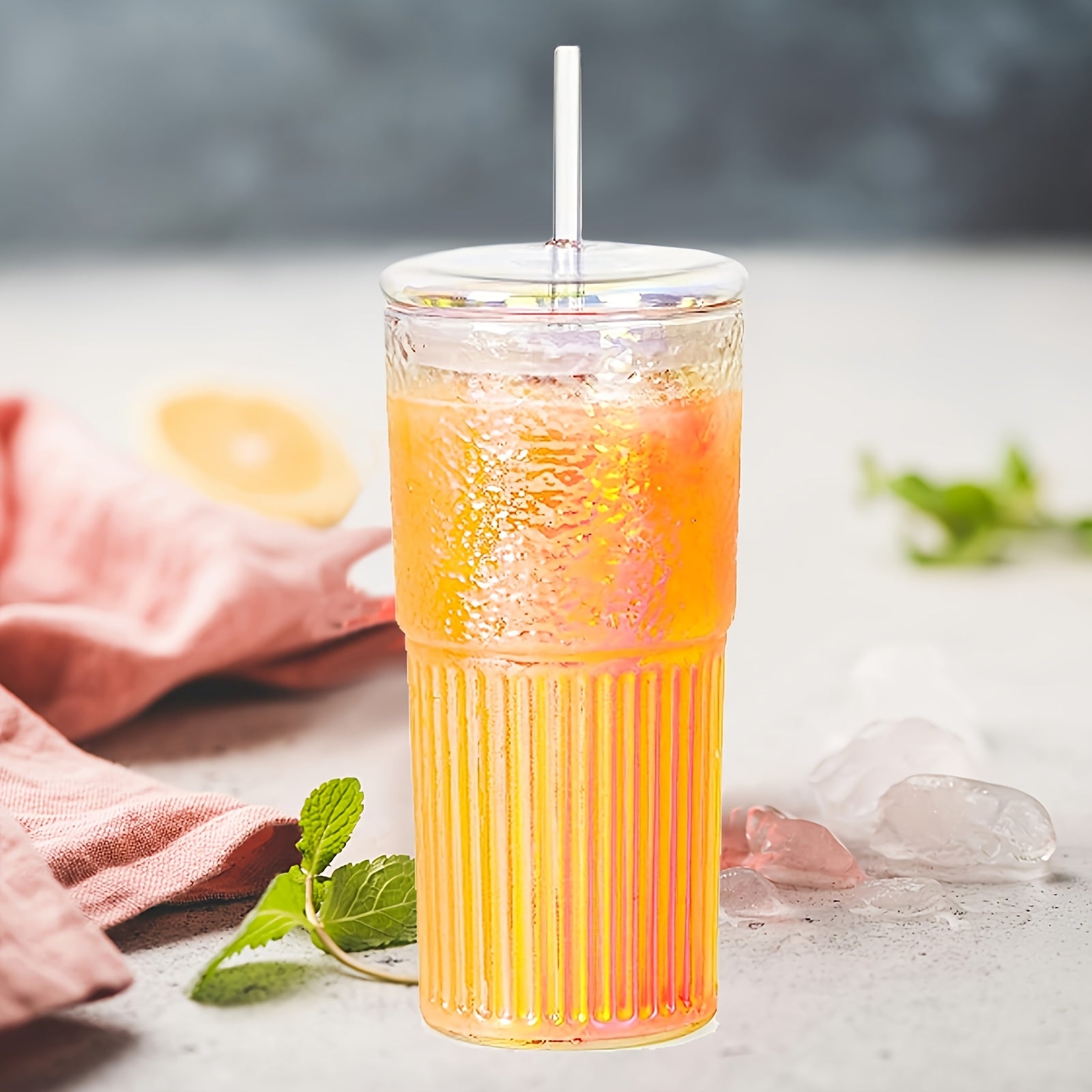 2pcs 20oz Glass Cups with Lids And Straws, Glass Coffee Tumbler, Tumbler Water Glass, Water Bottle, Thick Wall Glass Coffee Mug Iced Tea Cup, 20oz Beer Can Shaped Drinking Glasses, Perfect for Thanksgiving