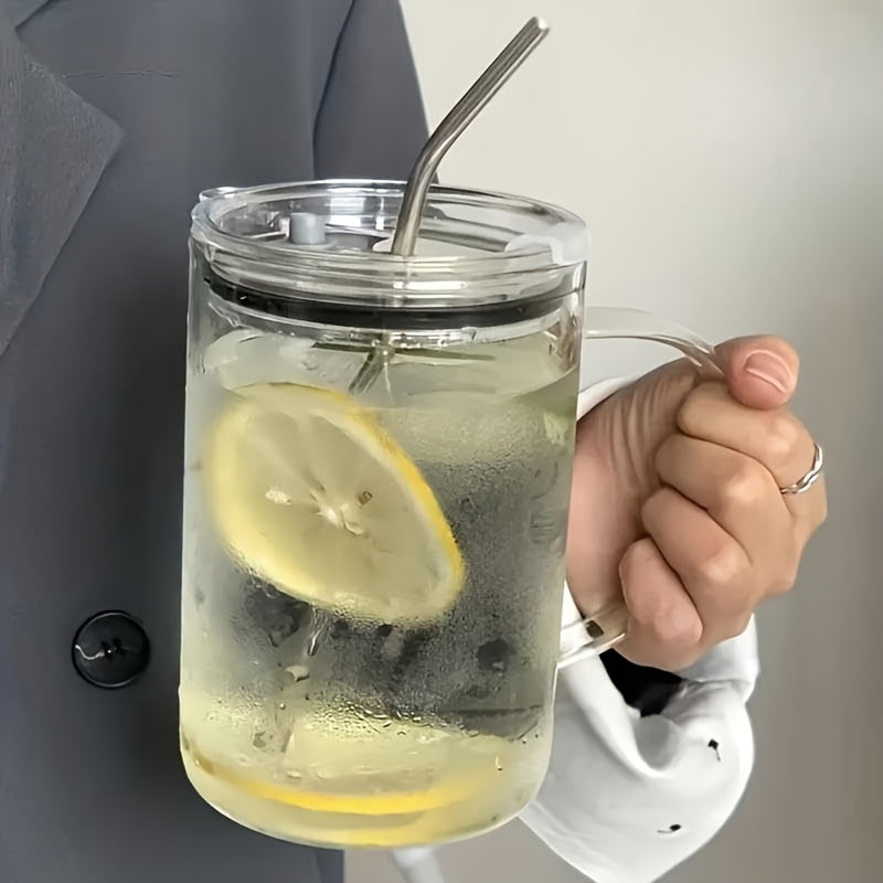 33.81oz BPA-Free Glass Water Cup with Lid & Straw - Reusable, Dishwasher Safe, Sleek Round Design for Home, Office, Travel - Perfect Holiday Gift for Halloween, Juneteenth, Christmas, Mother’s Day, Graduation, Office Hydration, Modern Drinkware, Sturdy