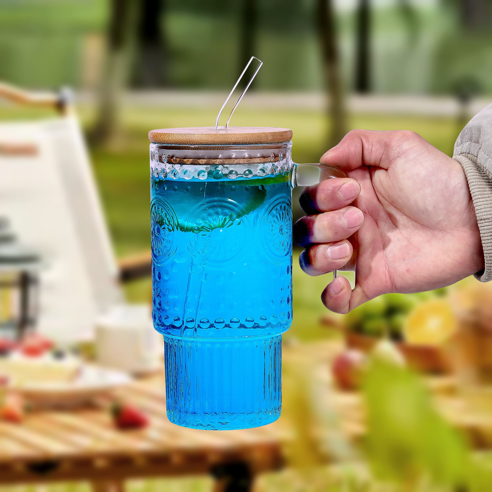 24Oz Glass with Lid And Straw, Cold And Hot Drink Cups, Milk Tea Cups, Juice Glasses, Milk Mocha Cups, Breakfast Cup Beverage Containers, Gifts for Family And Friends