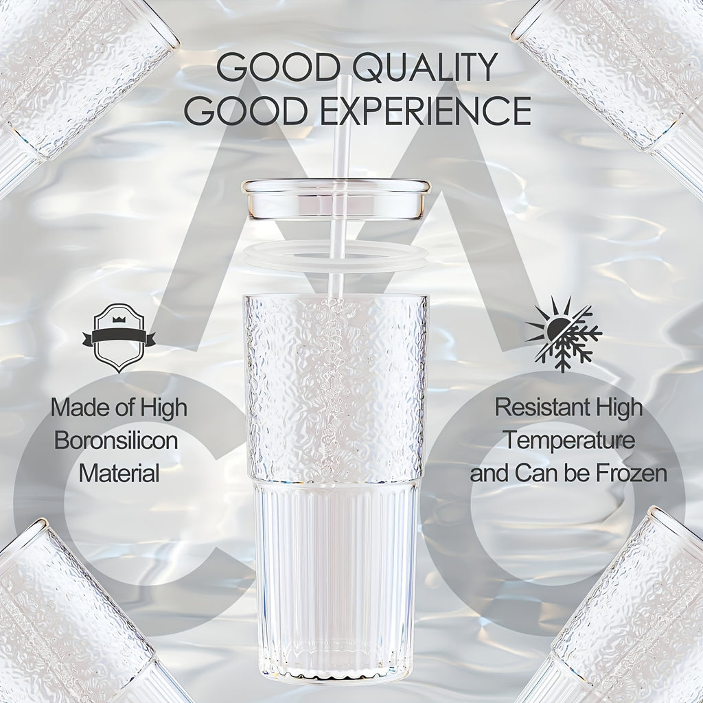 2pcs 20oz Glass Cups with Lids And Straws, Glass Coffee Tumbler, Tumbler Water Glass, Water Bottle, Thick Wall Glass Coffee Mug Iced Tea Cup, 20oz Beer Can Shaped Drinking Glasses, Perfect for Thanksgiving