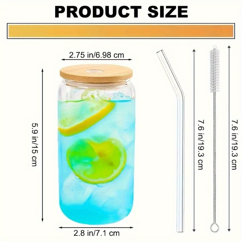 6/8/16pcs Glasses, 16oz Insulated Glasses with Lids And Straws, Jar Glasses for Gifts, Parties, Drinking Glass Sets, Iced Coffee Mugs, Cute Tea Mugs, Homemade Drinking Glasses.