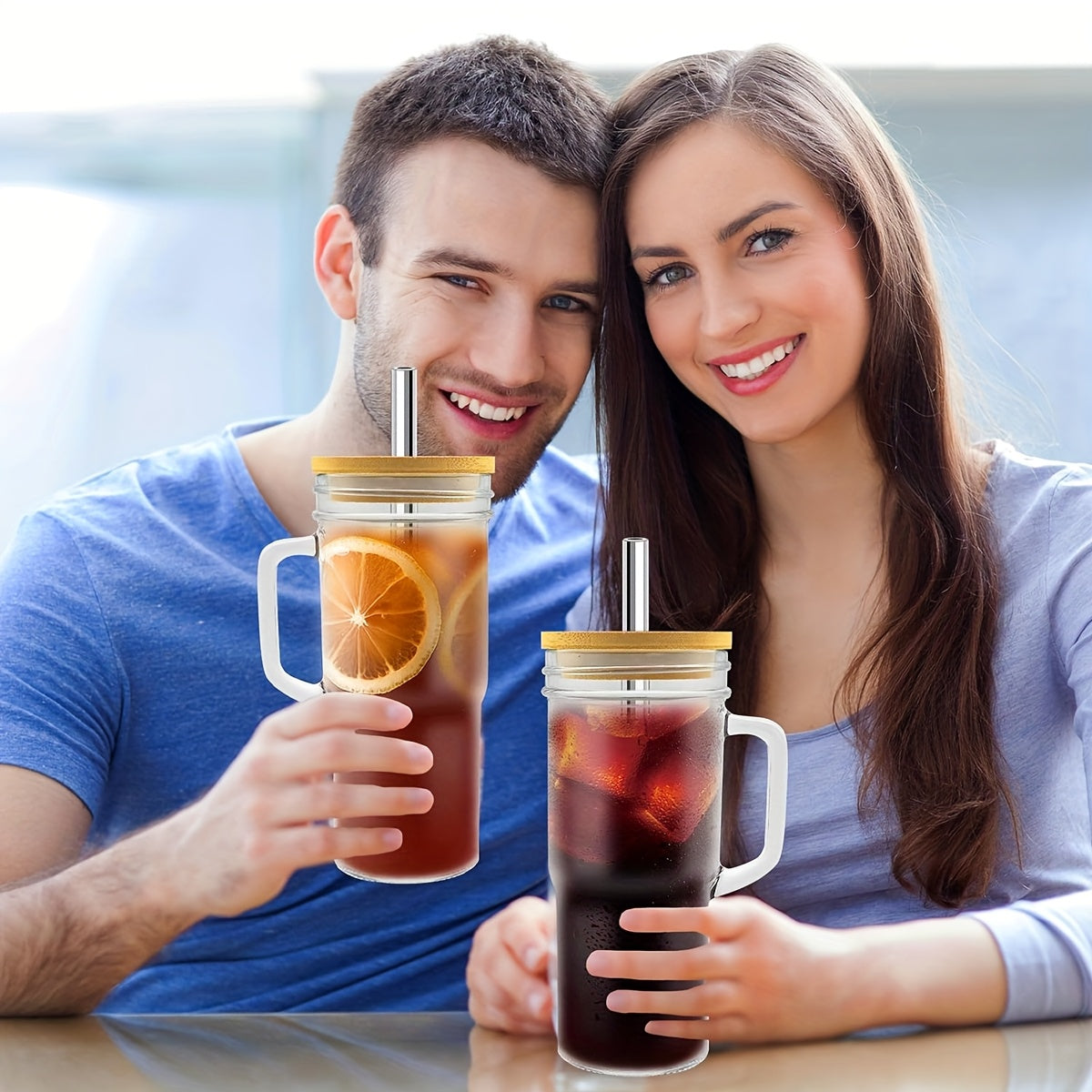 2/4pcs Glass Cup, Car Cup, Handle Glass Cup, Large Capacity Water Cup, Suitable for Coffee, Milk Tea, Drinks, Hot and Cold, Convenient to Carry