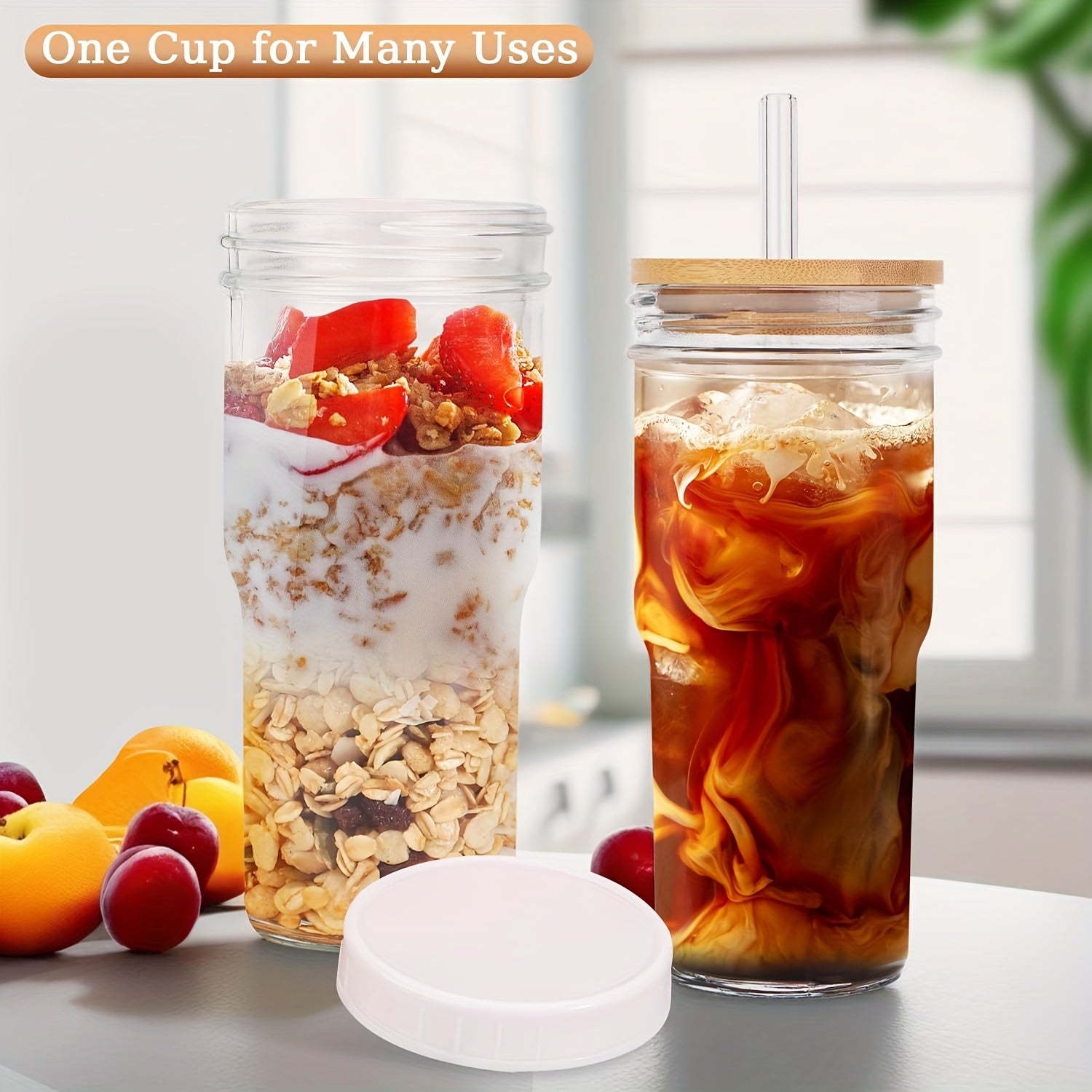 4pcs Glass Cups, Cute Mugs, Car Cups, Simple Water Cups, Reusable, Easy to Clean, Sealed, Leak-proof, Gift Preferred