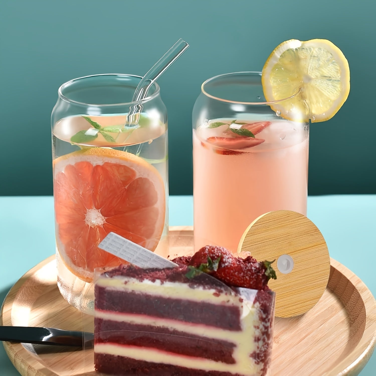 6pcs, 18.6oz/550ml, Including Lid, Straw, Straw Brush Glass Cup Set, Elegant Shaped Drinking Cup Is The Ideal Gift, Can Shaped Glass Cup Suitable for Any Beverage And Any Occasion, Food Safe And Beautiful
