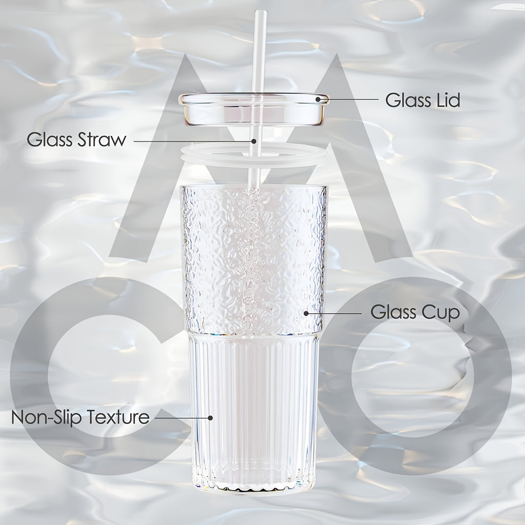 2pcs 20oz Glass Cups with Lids And Straws, Glass Coffee Tumbler, Tumbler Water Glass, Water Bottle, Thick Wall Glass Coffee Mug Iced Tea Cup, 20oz Beer Can Shaped Drinking Glasses, Perfect for Thanksgiving