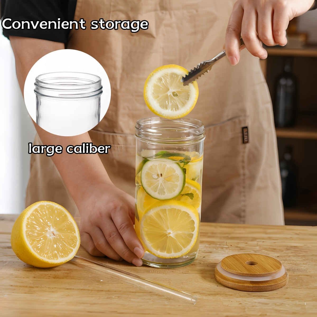 4pcs/8pcs Glass Mug Transparent Drinking Mug with Lid And Straw, with Straw Brush for Milkshake, Juice, Milk Tea, Household Glasses, Thermal Insulation And Cooling Drink Container