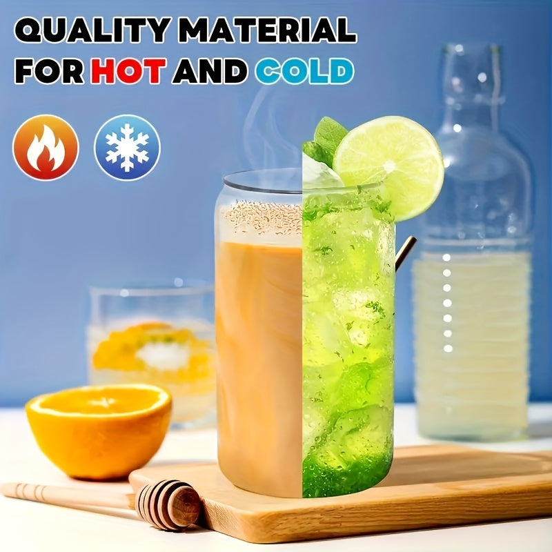 6/8/16pcs Glasses, 16oz Insulated Glasses with Lids And Straws, Jar Glasses for Gifts, Parties, Drinking Glass Sets, Iced Coffee Mugs, Cute Tea Mugs, Homemade Drinking Glasses.