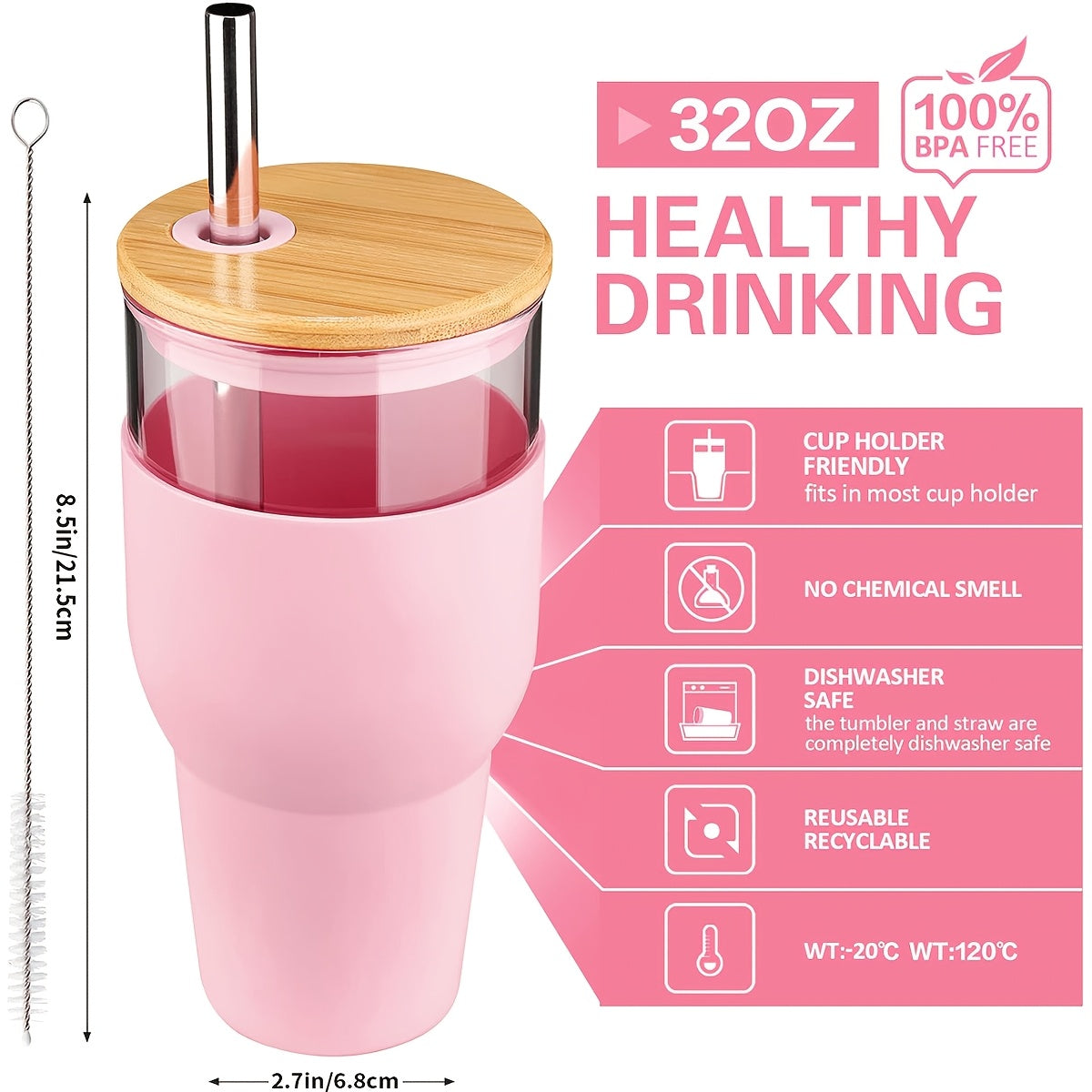 32oz Glass with Lid And Straw, Silicone Non-slip Sleeve, Keeps Heat In, Keeps Cold Out, Suitable for Iced Tea, Beverages, Juices, Coffee, Lead Free BPA Free,!