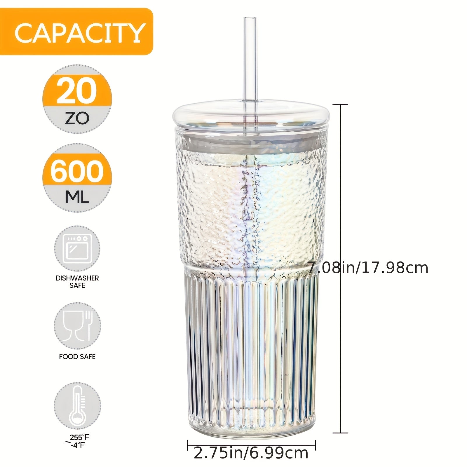 2pcs 20oz Glass Cups with Lids And Straws, Glass Coffee Tumbler, Tumbler Water Glass, Water Bottle, Thick Wall Glass Coffee Mug Iced Tea Cup, 20oz Beer Can Shaped Drinking Glasses, Perfect for Thanksgiving