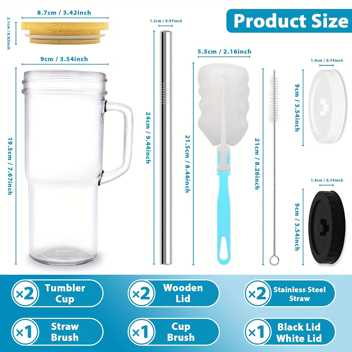 2/4pcs Glass Cup, Car Cup, Handle Glass Cup, Large Capacity Water Cup, Suitable for Coffee, Milk Tea, Drinks, Hot and Cold, Convenient to Carry